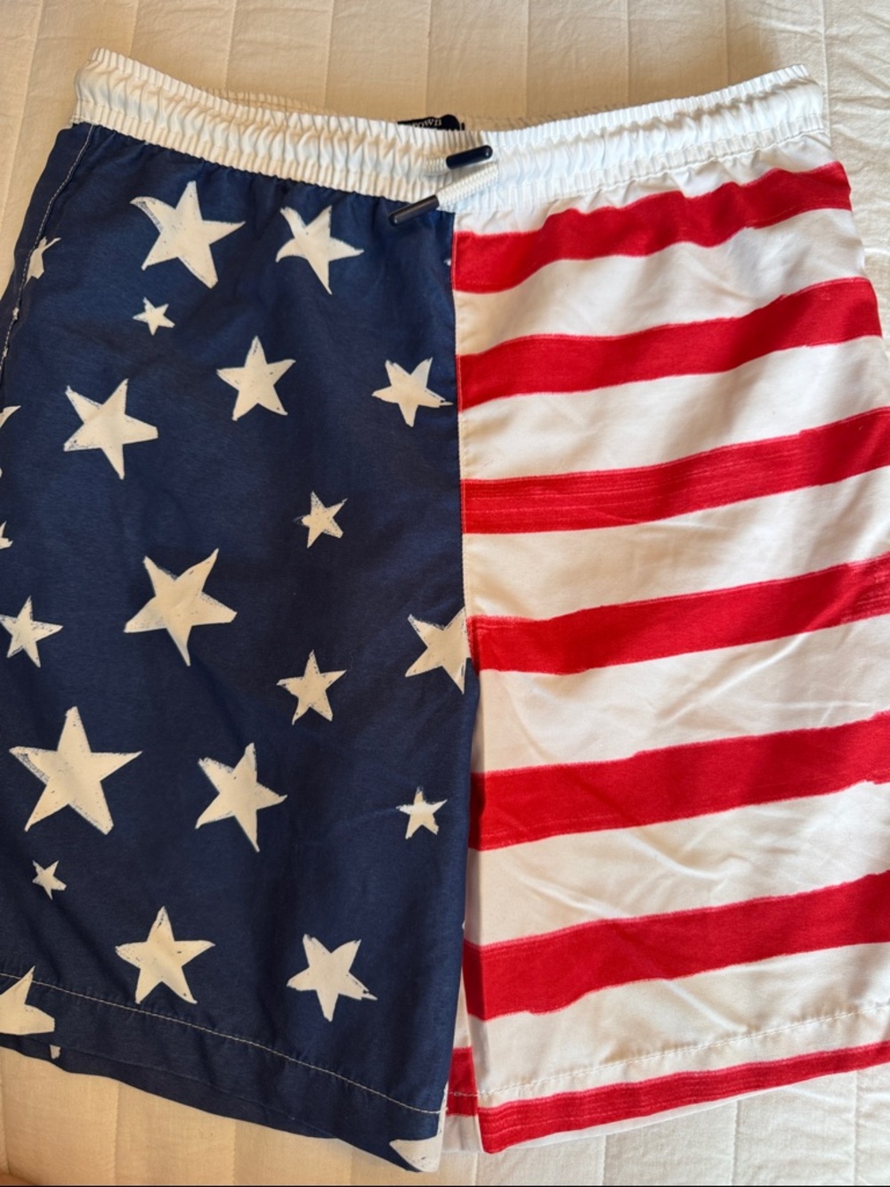 Boys crown & ivy kids White Swim Trunks with Navy Label